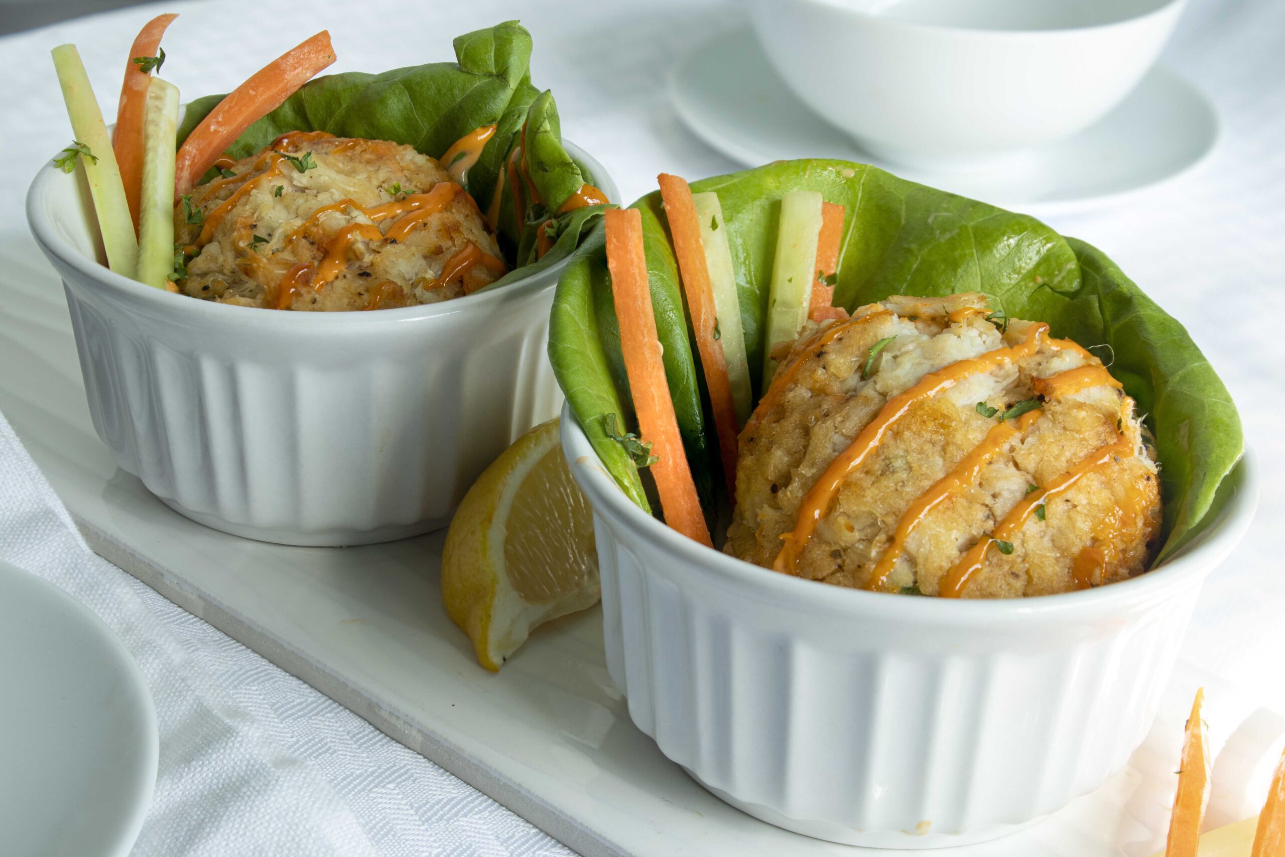 Gluten-Free Keto Friendly Crab Cake Lettuce Cups - Handy Seafood