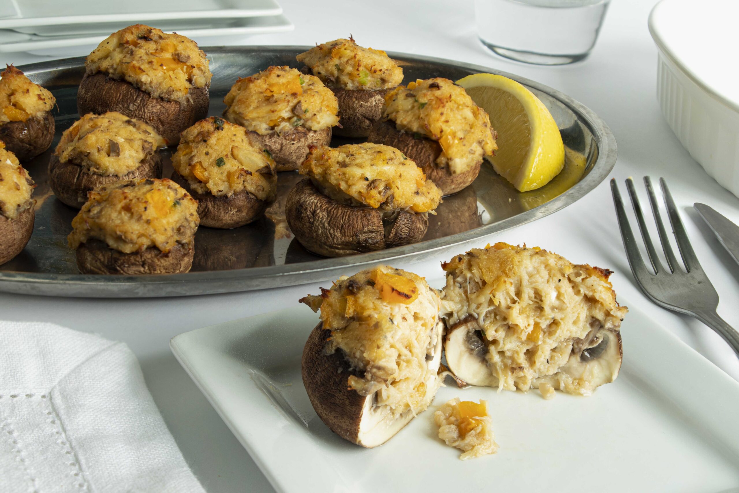 Gluten-Free Keto Friendly Crab Cake Stuffed Mushrooms - Handy Seafood