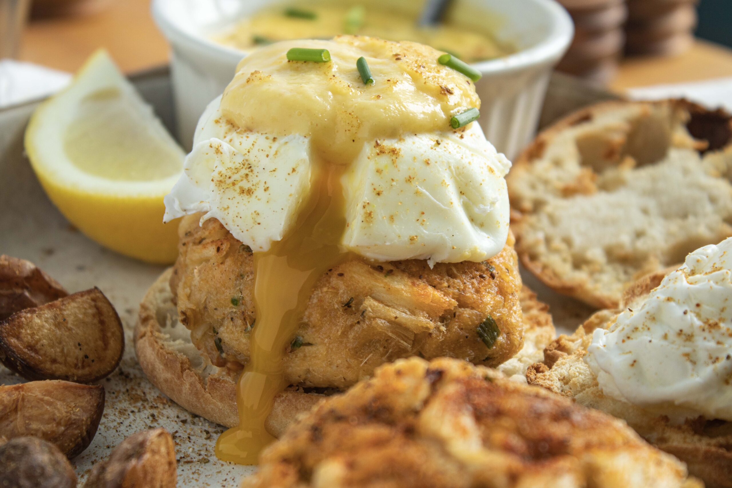 Crab Cake Eggs Benedict - Handy Seafood