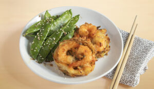 Shrimp Birds’ Nest with Edamame
