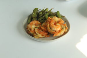 Shrimp Birds’ Nest with Edamame